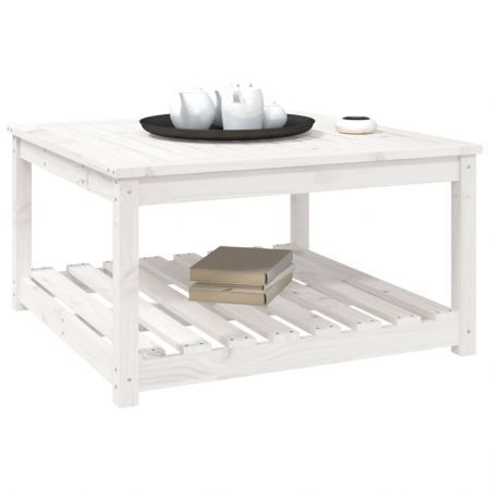 Garden Table White 82.5x82.5x45 cm Solid Wood Pine