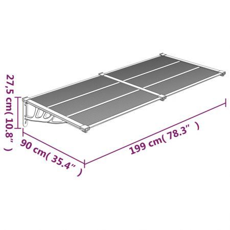 Door Canopy Black 199x90 cm Polycarbonate