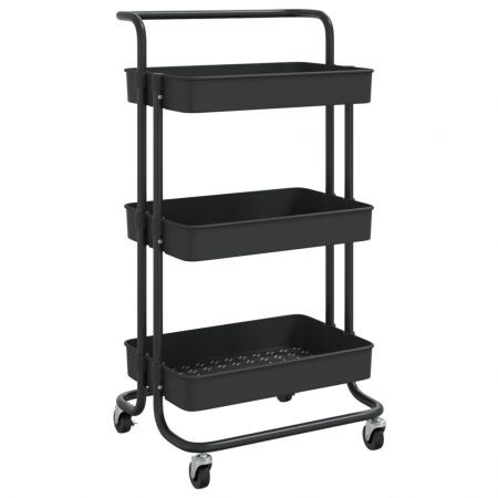 3-Tier Kitchen Trolley Black 42x35x85 cm Iron and ABS