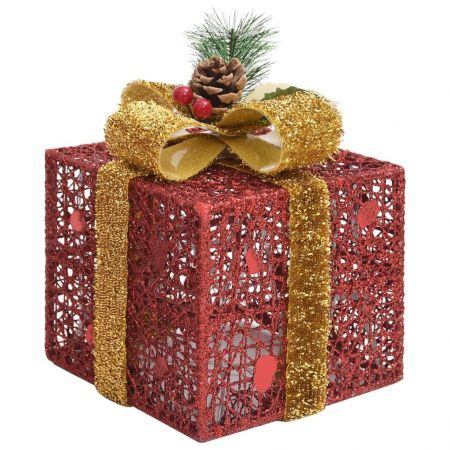 Decorative Christmas Gift Boxes 3 pcs Red Outdoor Indoor