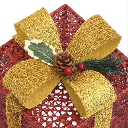 Decorative Christmas Gift Boxes 3 pcs Red Outdoor Indoor