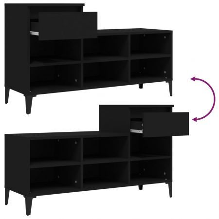 Shoe Cabinet Black 102x36x60 cm Engineered Wood