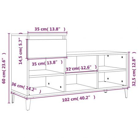 Shoe Cabinet Black 102x36x60 cm Engineered Wood