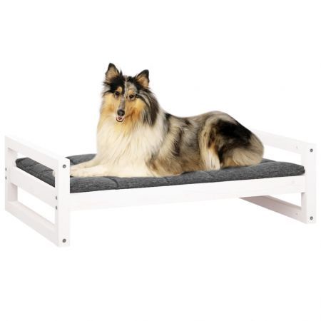 Dog Bed White 95.5x65.5x28 cm Solid Pine Wood