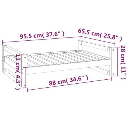 Dog Bed White 95.5x65.5x28 cm Solid Pine Wood