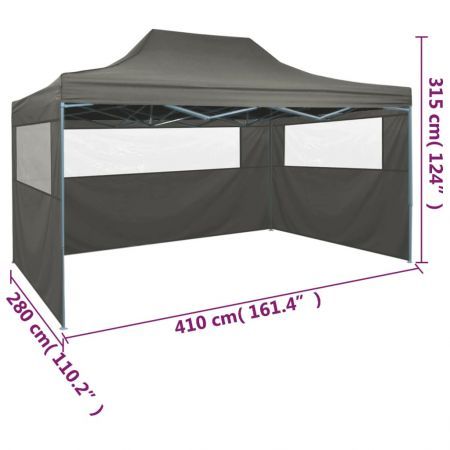 Professional Folding Party Tent with 3 Sidewalls 3x4 m Steel Anthracite