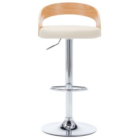 Bar Stools 2 pcs Cream Faux Leather and Bentwood