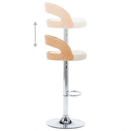 Bar Stools 2 pcs Cream Faux Leather and Bentwood