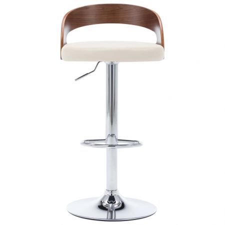 Bar Stools 2 pcs Cream Faux Leather and Bentwood