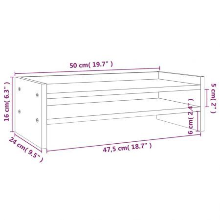 Monitor Stand White 50x24x16 cm Solid Wood Pine