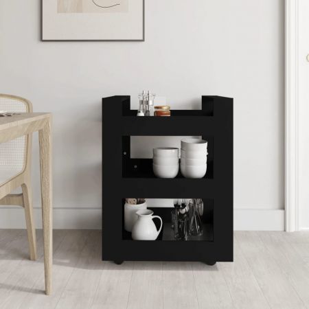 Kitchen Trolley Black 60x45x80 cm Engineered Wood