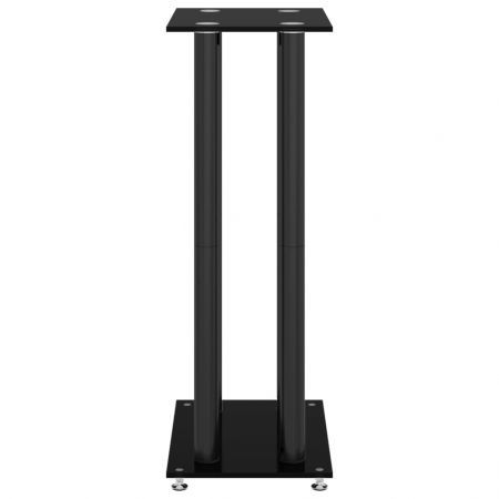 Speaker Stands 2 pcs Black Tempered Glass 4 Pillars Design