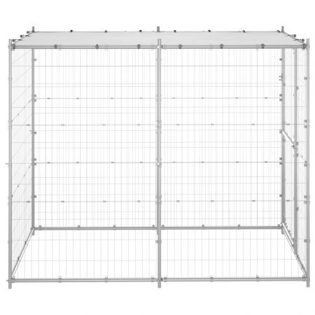 Outdoor Dog Kennel Galvanised Steel with Roof 110x220x180 cm