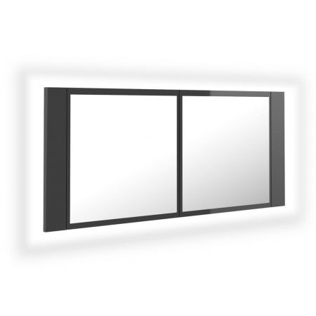 LED Bathroom Mirror Cabinet High Gloss Grey 100x12x45 cm Acrylic