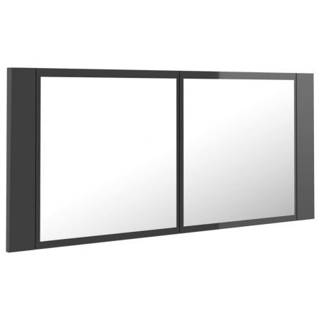 LED Bathroom Mirror Cabinet High Gloss Grey 100x12x45 cm Acrylic