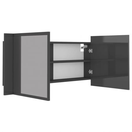 LED Bathroom Mirror Cabinet High Gloss Grey 100x12x45 cm Acrylic