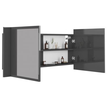 LED Bathroom Mirror Cabinet High Gloss Grey 100x12x45 cm Acrylic