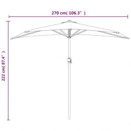 Balcony Parasol with Aluminium Pole Terracotta 270x144x222 cm Half