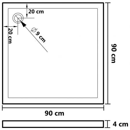 Square ABS Shower Base Tray Black 90x90 cm