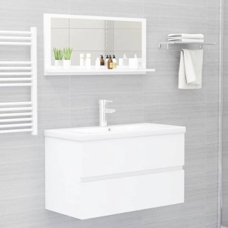 Bathroom Mirror White 80x10.5x37 cm Engineered Wood