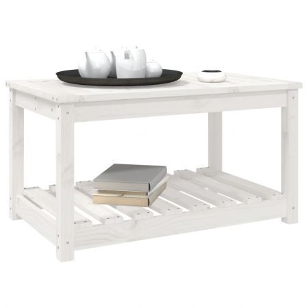 Garden Table White 82.5x50.5x45 cm Solid Wood Pine