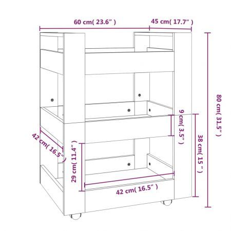 Kitchen Trolley Grey Sonoma 60x45x80 cm Engineered Wood