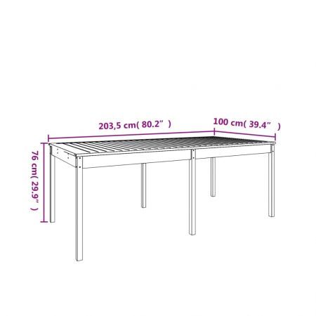 Garden Table Grey 203.5x100x76 cm Solid Wood Pine