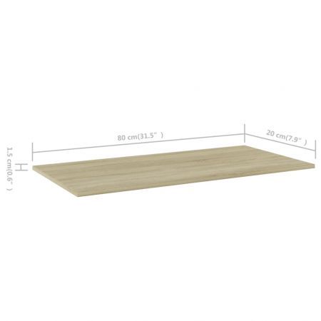 Bookshelf Boards 8 pcs Sonoma Oak 80x20x1.5 cm Engineered Wood