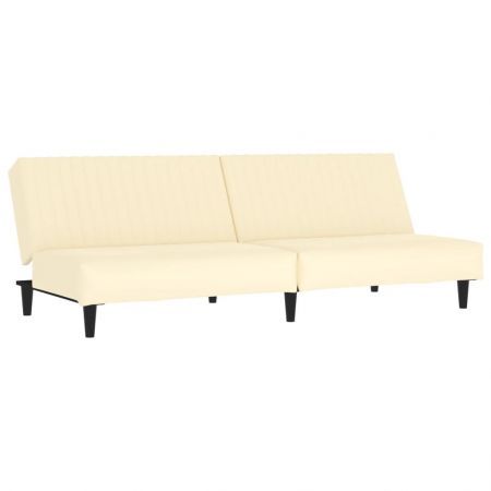 2-Seater Sofa Bed Cream Faux Leather