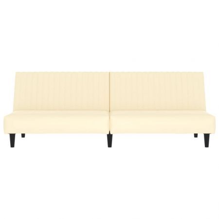 2-Seater Sofa Bed Cream Faux Leather