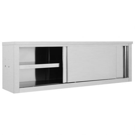 Kitchen Wall Cabinet with Sliding Doors 150x40x50 cm Stainless Steel