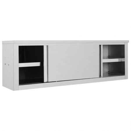 Kitchen Wall Cabinet with Sliding Doors 150x40x50 cm Stainless Steel