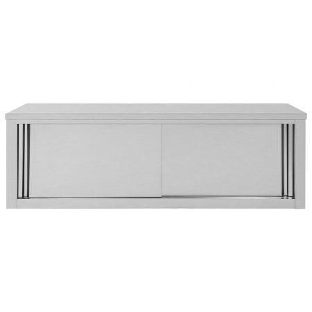 Kitchen Wall Cabinet with Sliding Doors 150x40x50 cm Stainless Steel