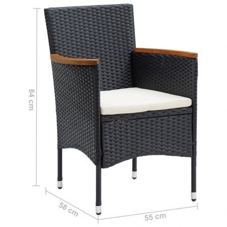 Garden Dining Chairs 4 pcs Poly Rattan Black