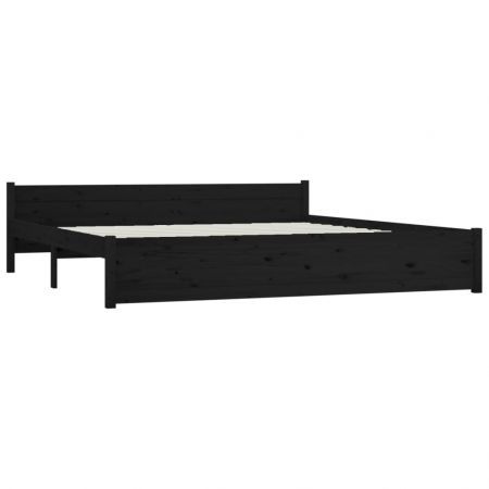 Bed Frame Black Solid Wood 183x203 cm King Size