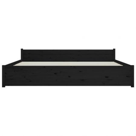 Bed Frame Black Solid Wood 183x203 cm King Size