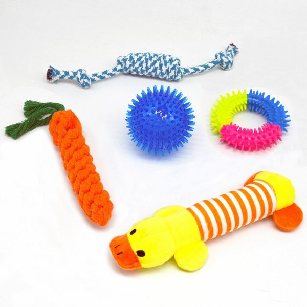 18 PCS Puppy Chew Toys for Fun and Teeth Cleaning Dog Squeak Toys Treat Dispenser Ball Tug of War Toys Puppy Teething Toys