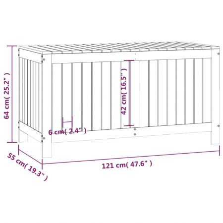 Garden Storage Box Grey 121x55x64 cm Solid Wood Pine