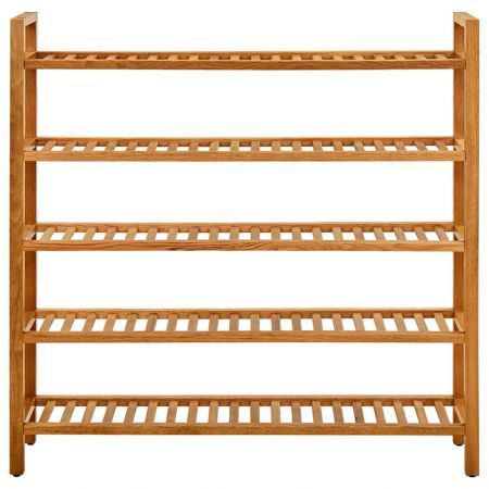 Shoe Rack with 5 Shelves 100x27x100 cm Solid Oak Wood