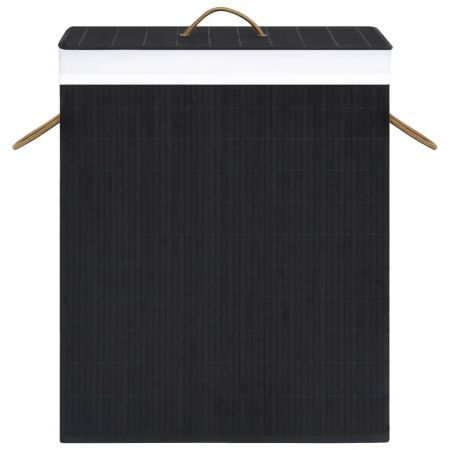 Bamboo Laundry Basket with Single Section Black 83 L