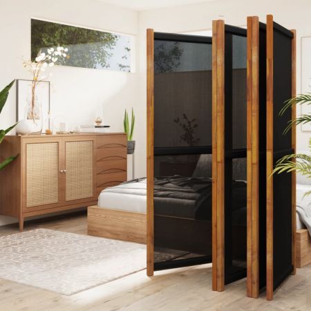 6-Panel Room Divider Black 420x180 cm