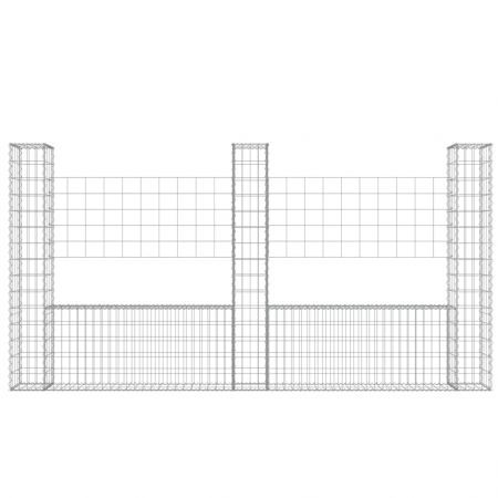 U-shape Gabion Basket with 3 Posts Iron 260x20x150 cm