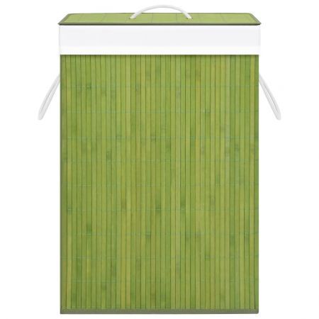 Bamboo Laundry Basket with Single Section Green