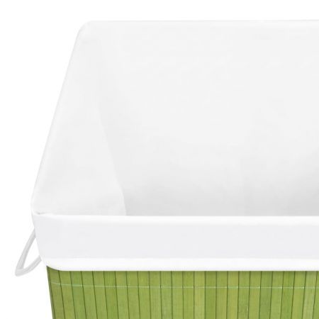 Bamboo Laundry Basket with Single Section Green