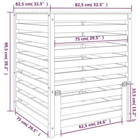 Composter White 82.5x82.5x99.5 cm Solid Wood Pine