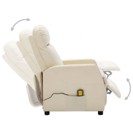 Massage Chair Cream White Faux Leather