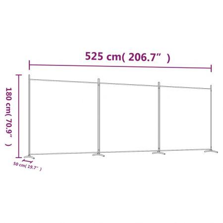 3-Panel Room Divider Anthracite 525x180 cm Fabric