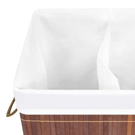 Bamboo Laundry Basket with 2 Sections Brown 72 L