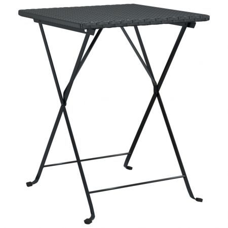 Folding Bistro Table Black 55x54x71 cm Poly Rattan