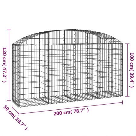 Arched Gabion Basket 200x50x100/120 cm Galvanised Iron